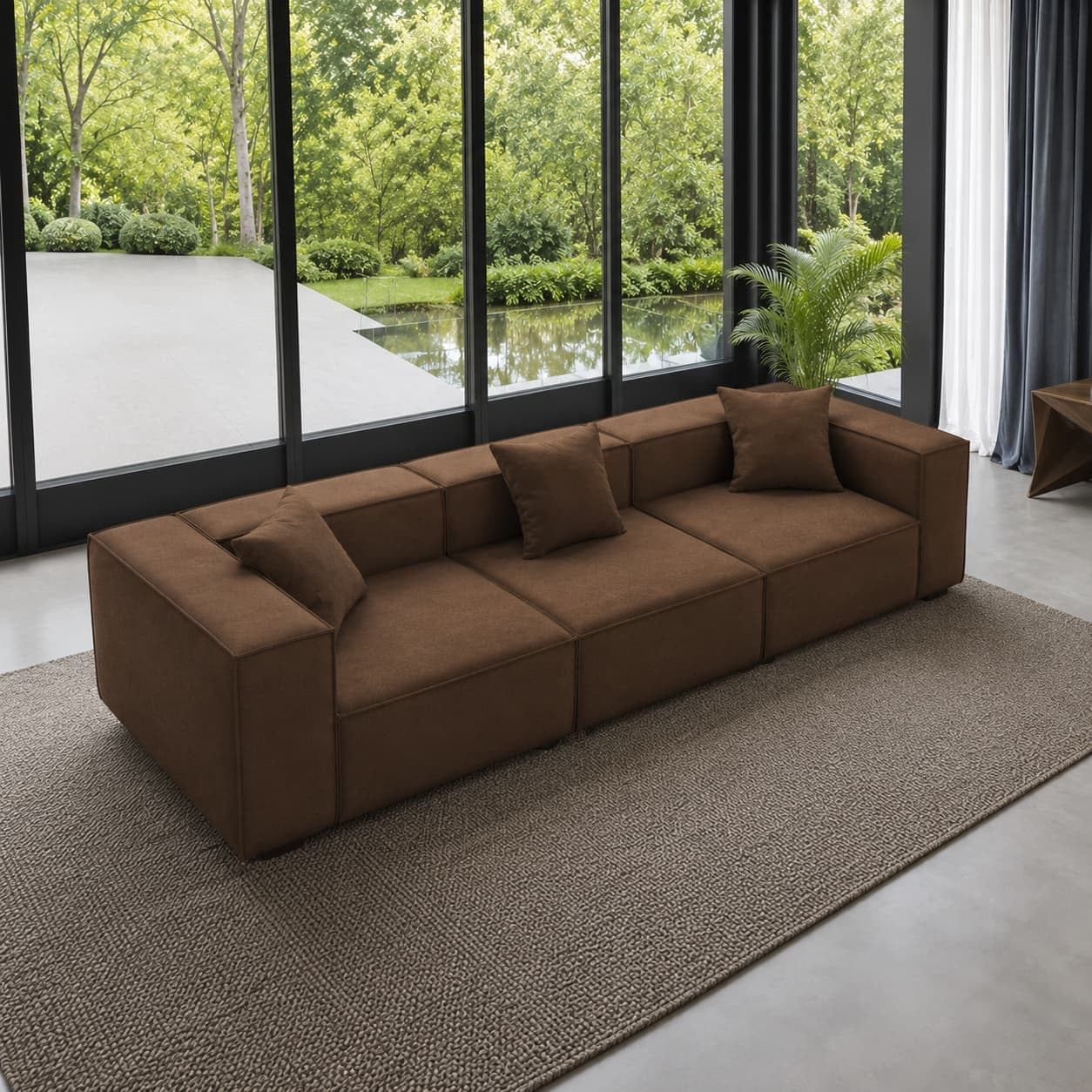 Sofá Modular Minimalista 4 Lugares na cor Marrom