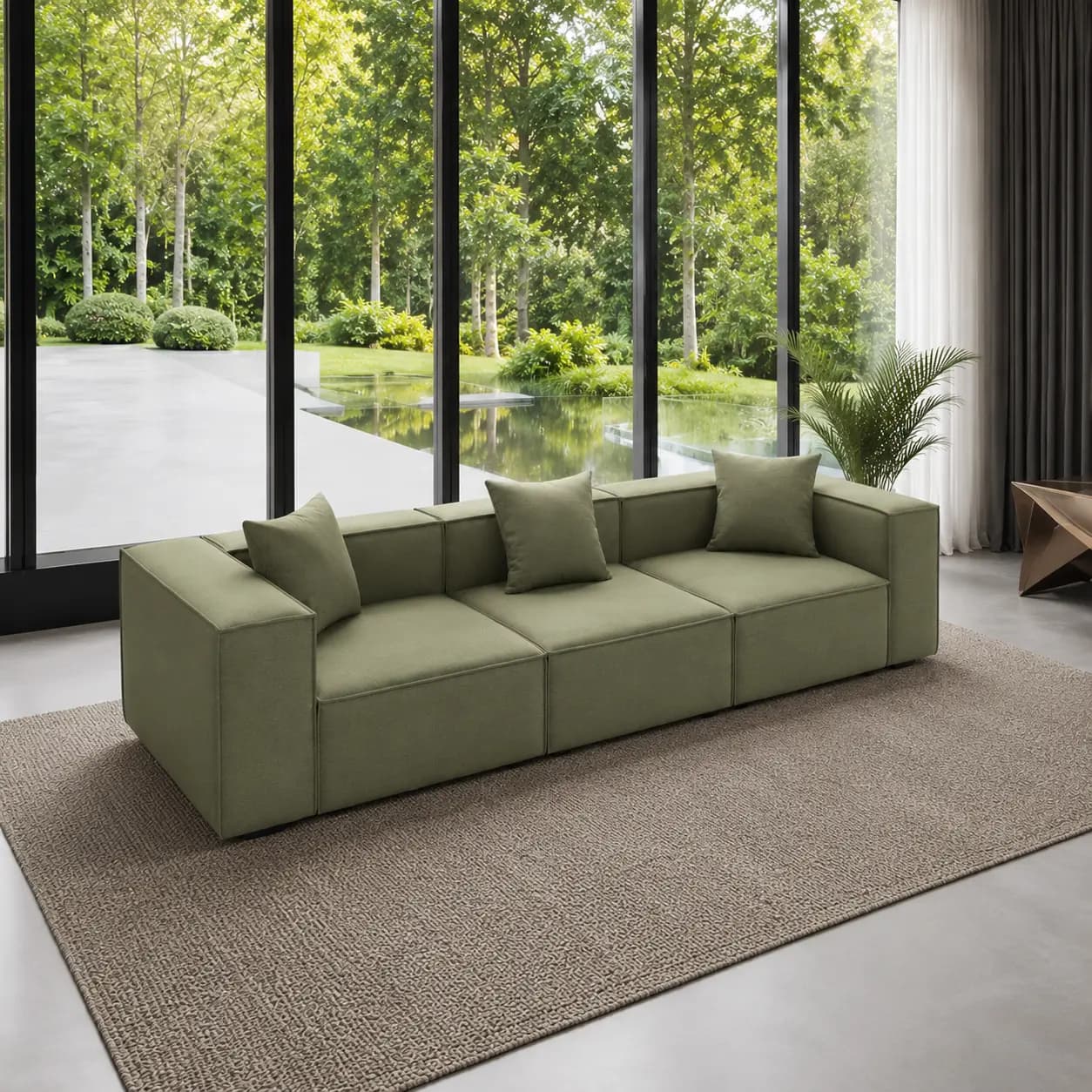 Sofá Modular Minimalista 4 Lugares na cor Verde
