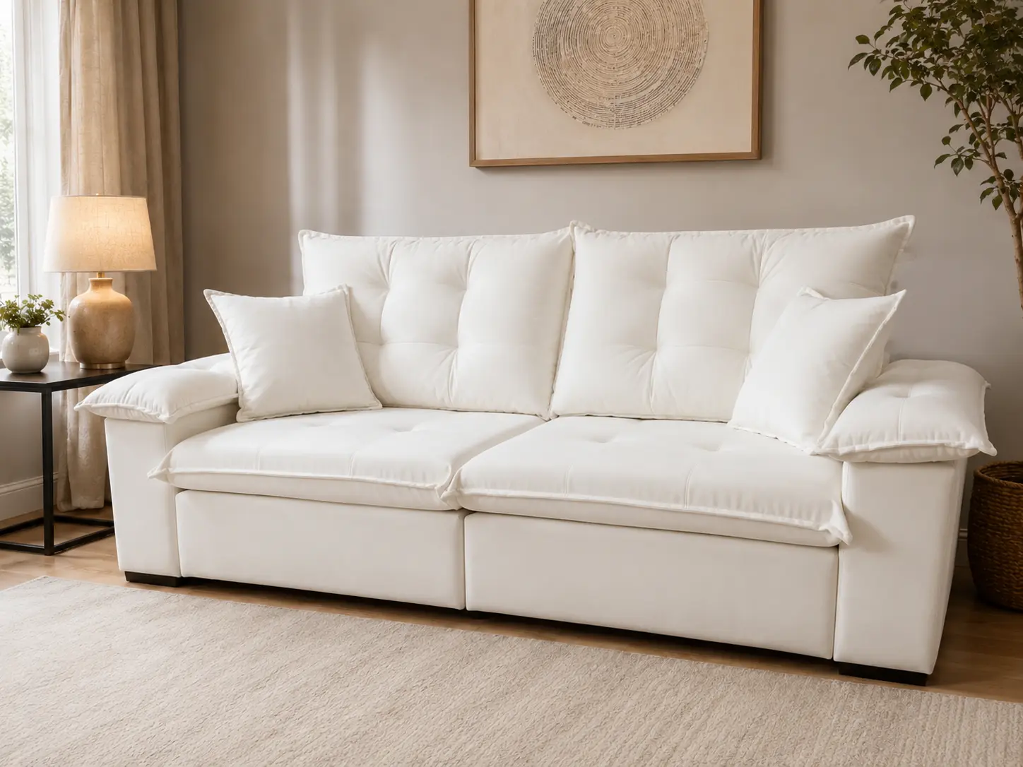 Sofá Retrátil e Reclinável Premium na cor Branco